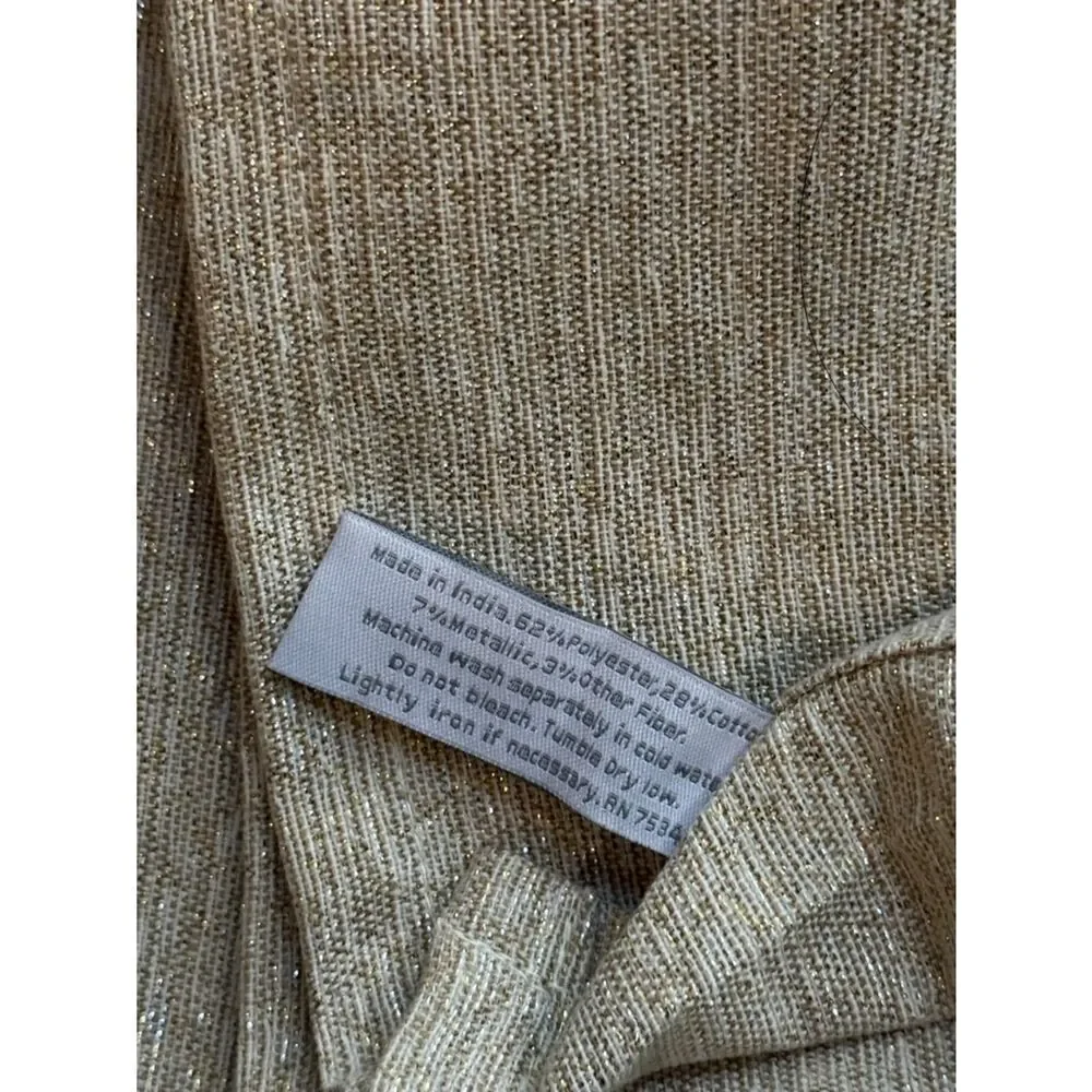 Rachel Ashwell Neutral Beige Gold Metalluc Shimmer Tablecloth!